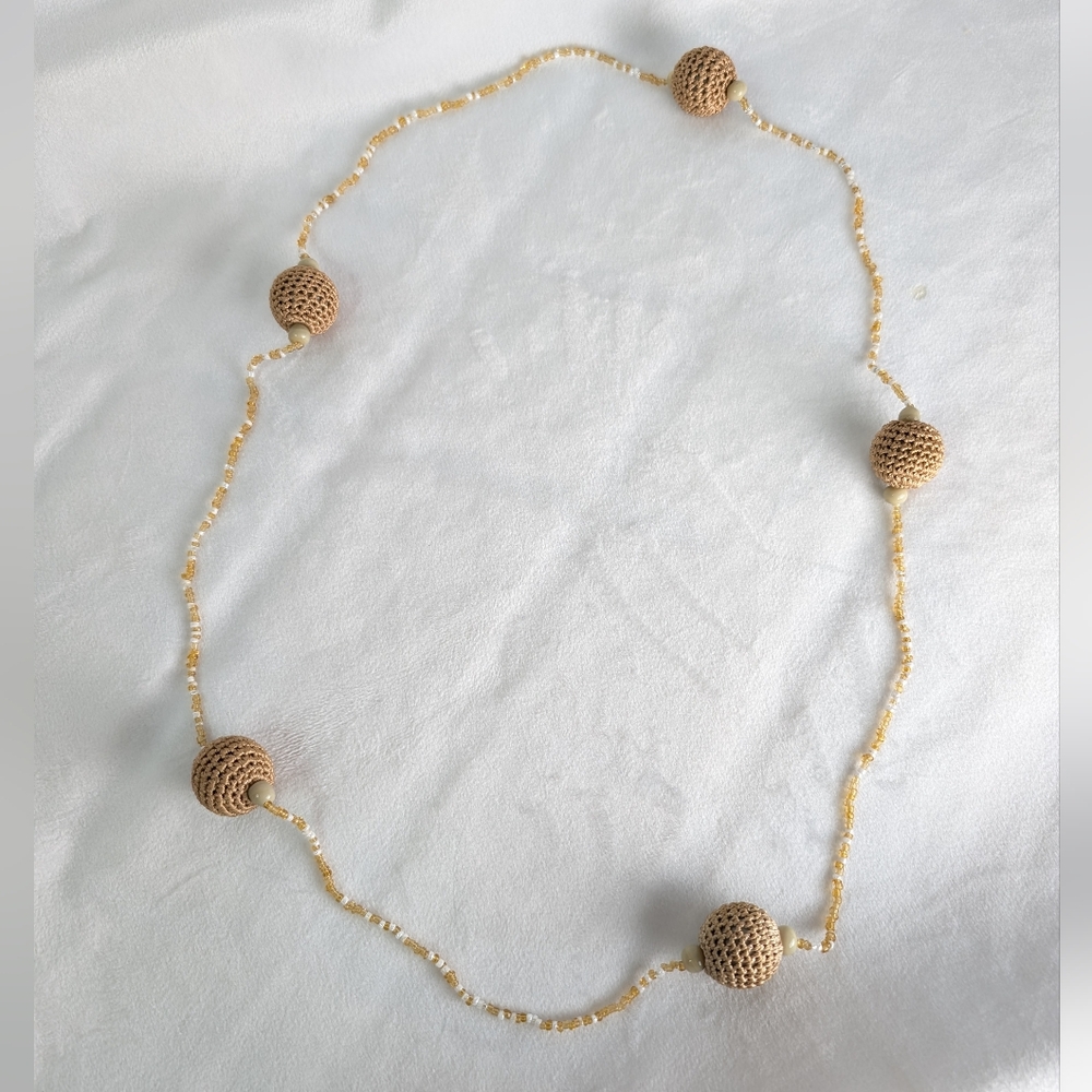 ☘️Bohemian Handmade Tan Beaded Mix Material Necklace